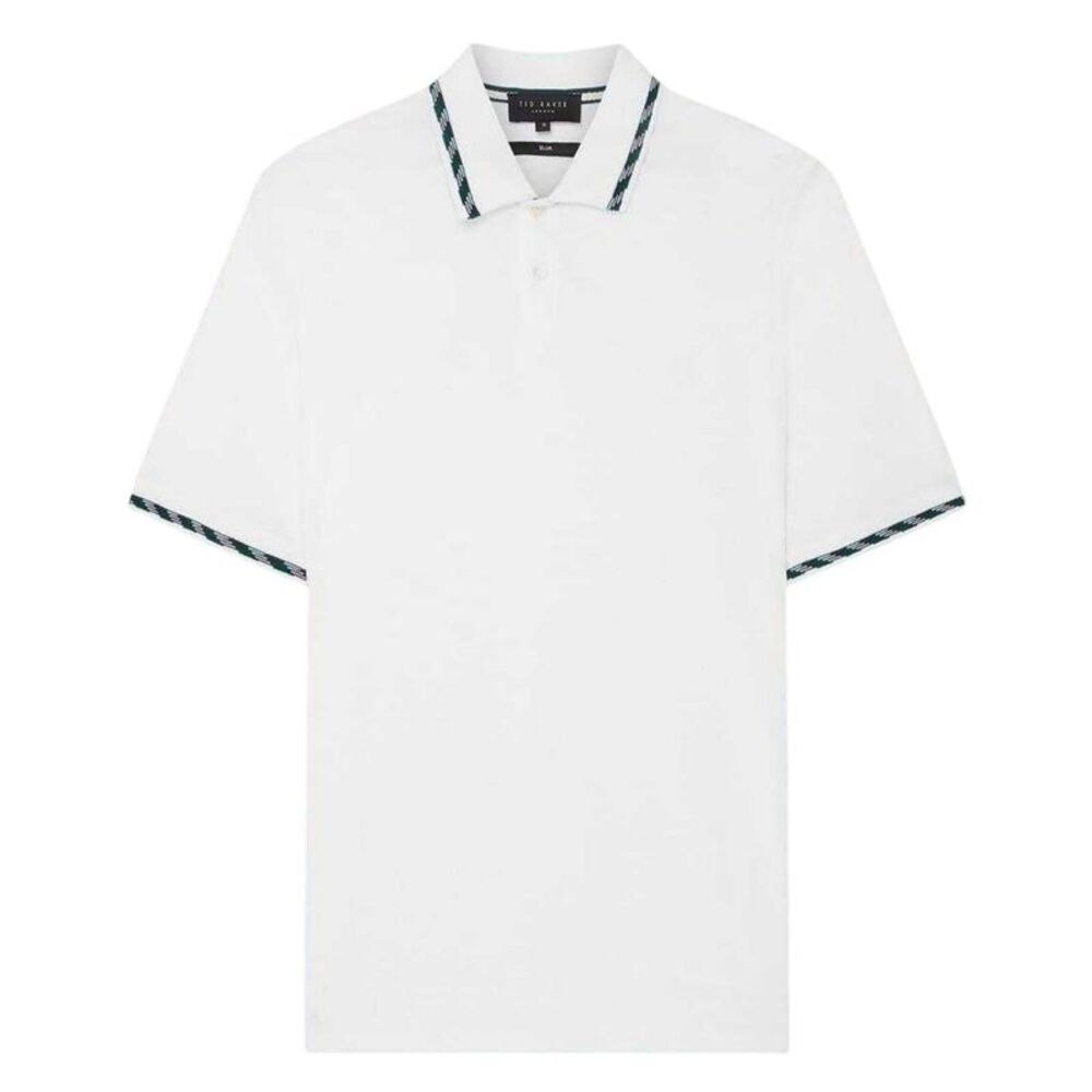 Ted Baker Mens Jacquard Short-Sleeved Polo Shirt / White